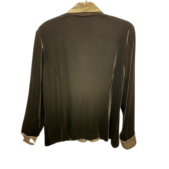 VTG Alex Evenings Black Velvet Blazer w/ Rhinestone Clasp Size XL Holiday - Picture 2 of 7